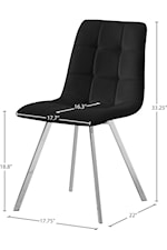 Meridian Furniture Annie Contemporary Velvet Upholstered Dining Chair with Silver Base