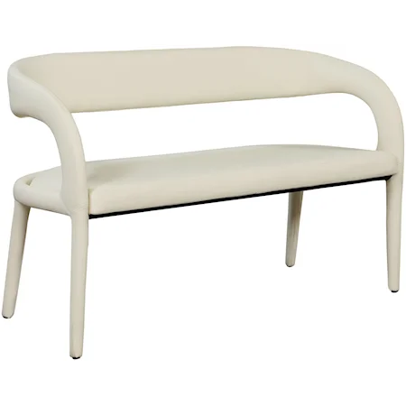 Sylvester Cream Faux Leather Bench