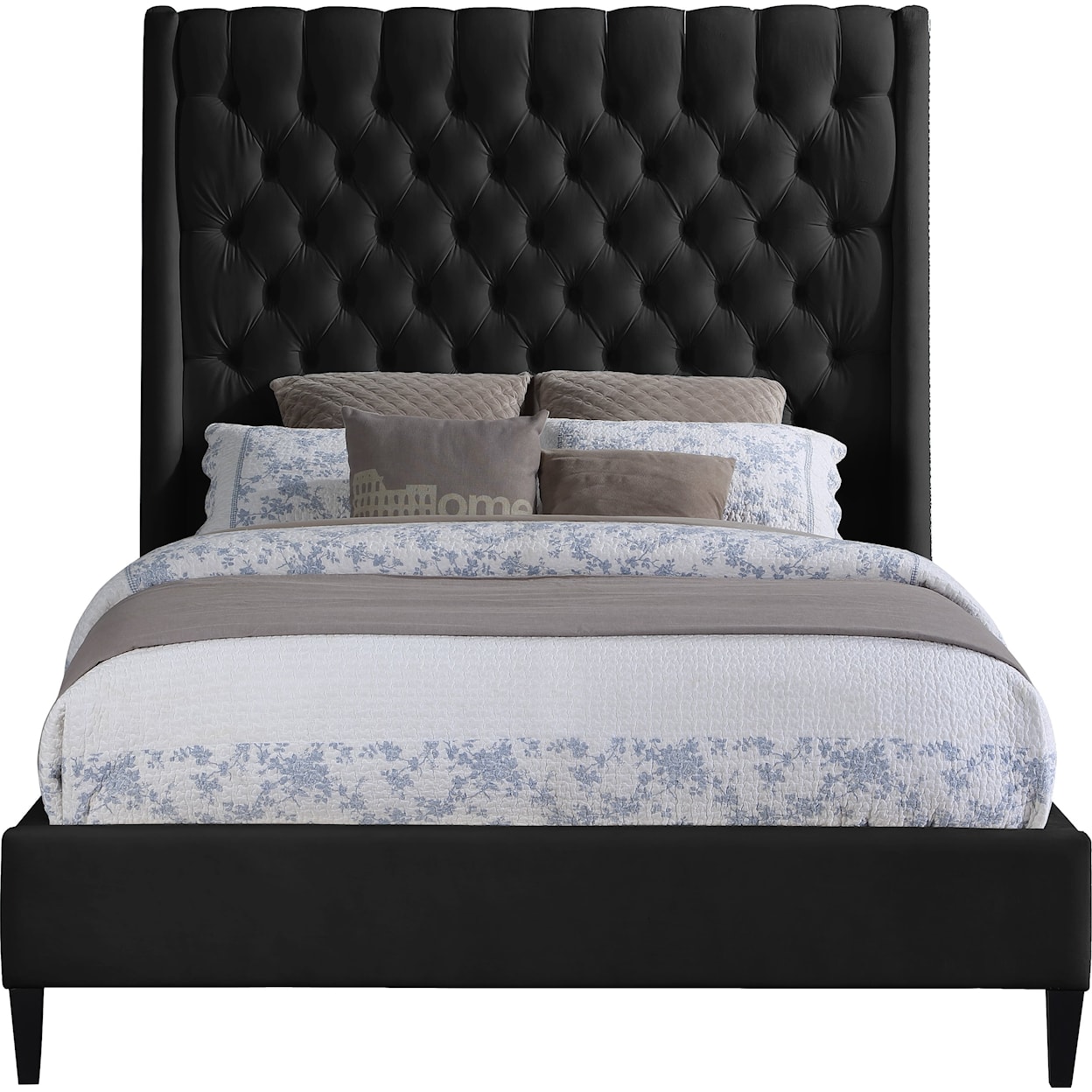 Meridian Furniture Fritz Upholstered Black Velvet Full Bed 