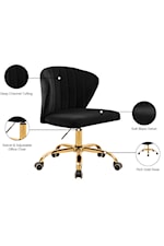 Meridian Furniture Finley Contemporary Black Velvet Swivel Office Chair with Gold Base