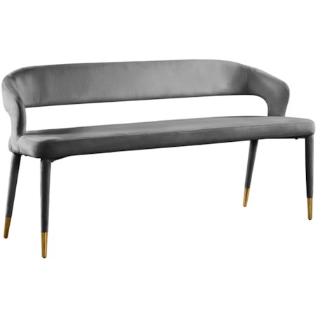 Upholstered Grey Velvet Bench