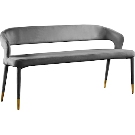 Upholstered Grey Velvet Bench