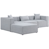 Contemporary Grey 4-Piece Sectional Sofa with Track Arms