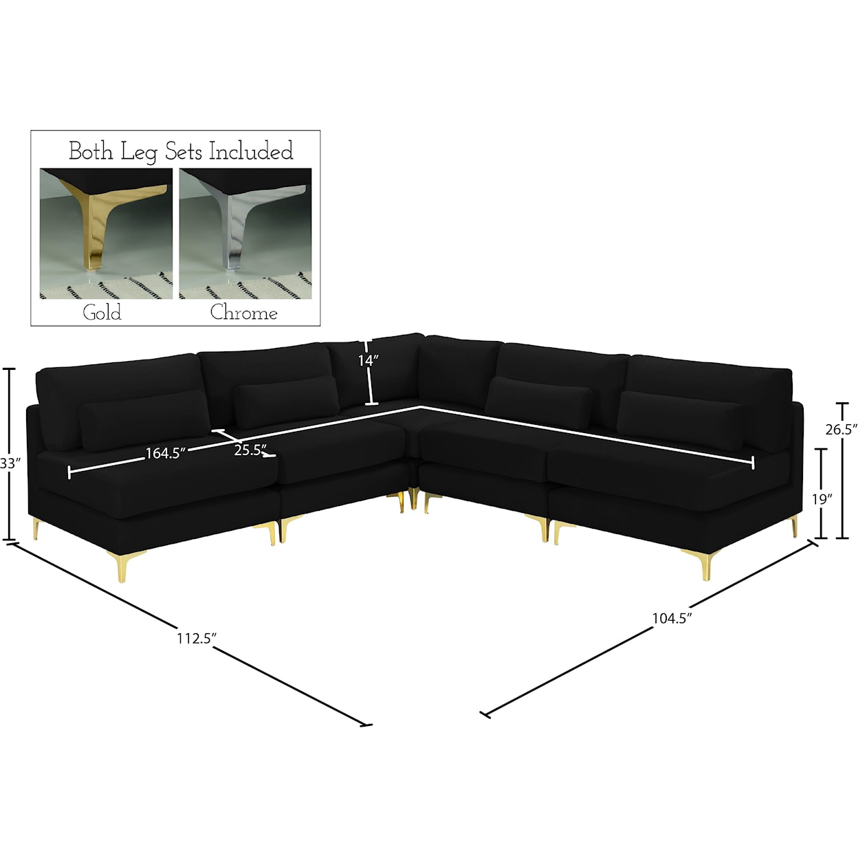 Meridian Furniture Julia Modular Sectional (5 Boxes)