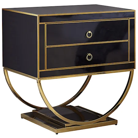 Contemporary Side Table with Double Drawers