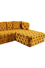 Meridian Furniture Coco 3-Piece Gold Velvet Sectional Sofa with Tufting