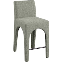 Contemporary Linen Textured Upholstered Stool - Green