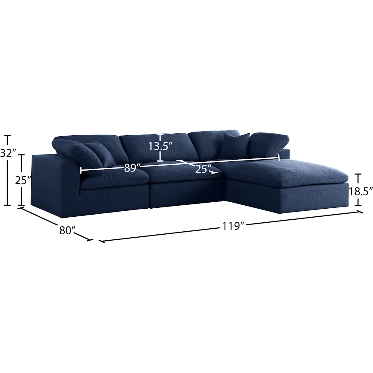 Meridian Furniture Serene Deluxe Comfort Modular Sectional