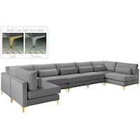 Julia Grey Velvet Modular Sectional (7 Boxes)