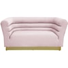 Meridian Furniture Bellini Pink Velvet Loveseat with Gold Steel Base