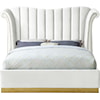 Meridian Furniture Flora Upholstered White Velvet Queen Bed 
