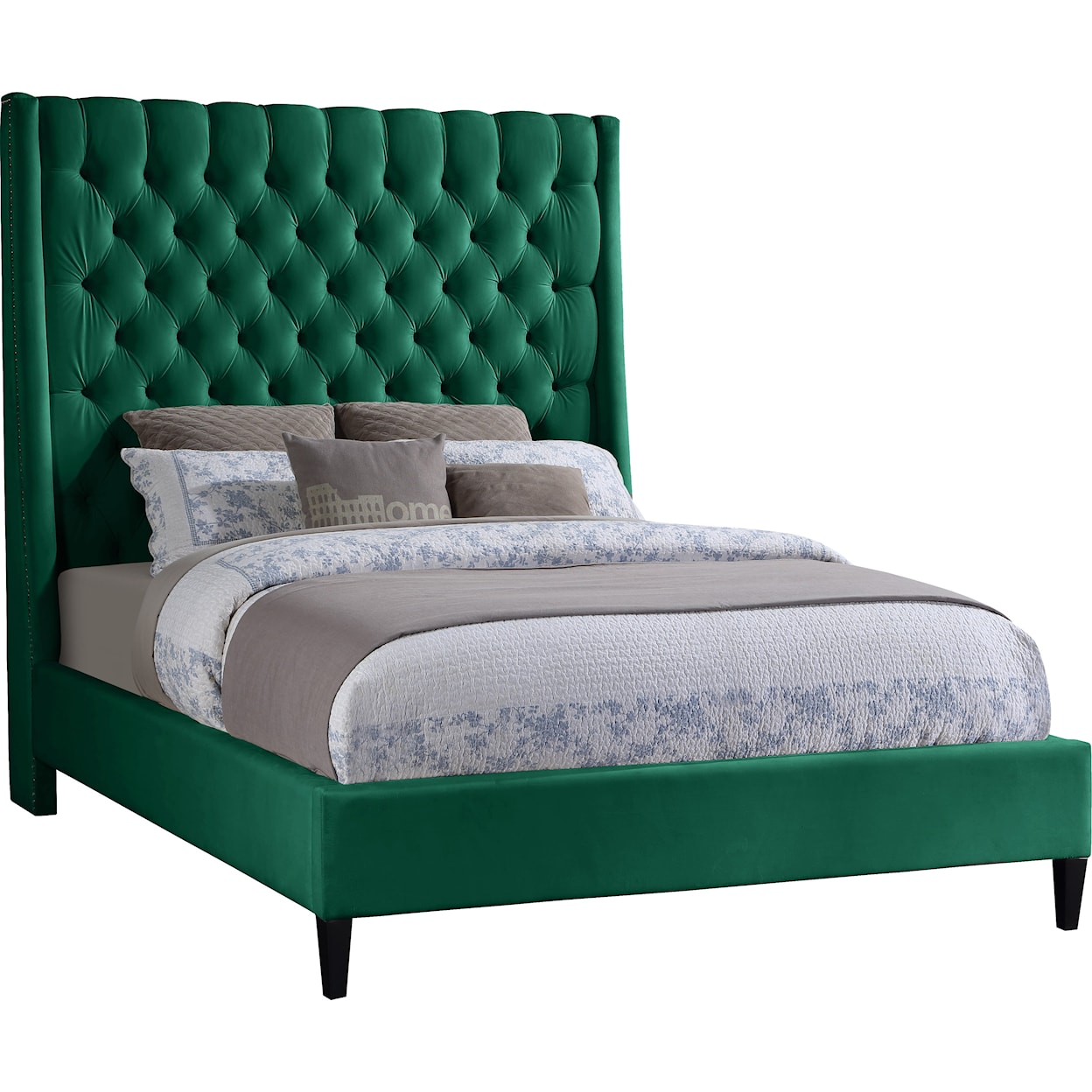 Meridian Furniture Fritz Upholstered Green Velvet Full Bed 