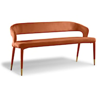 Contemporary Upholstered Cognac Velvet Bench