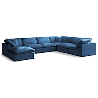 Plush Navy Velvet Standard Comfort Modular Sectional