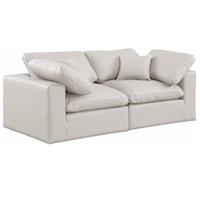 Comfy Cream Faux Leather Modular Sofa