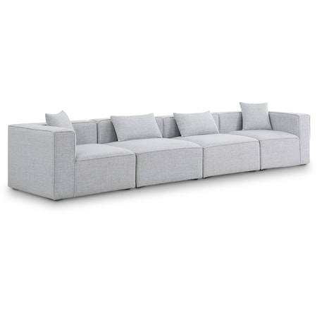 Contemporary Grey 4-Piece Modular Sofa with Track Arms
