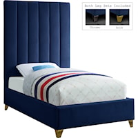 Contemporary Upholstered Twin Panel Bed with Channel Tufting
