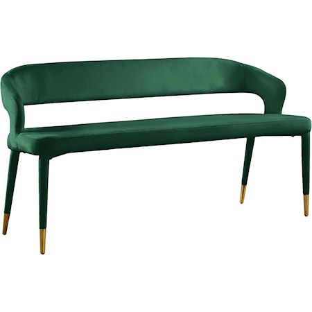 Upholstered Green Velvet Bench