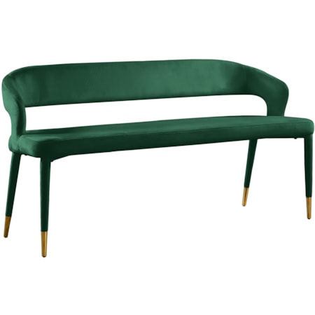 Upholstered Green Velvet Bench