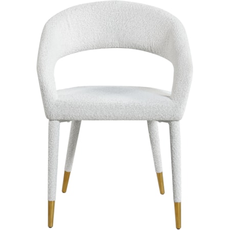 Upholstered Cream Boucle Fabric Dining Chair