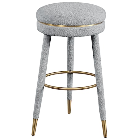 Upholstered Boucle Fabric Swivel Bar Stool