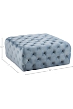 Meridian Furniture Ariel Contemporary Sky Blue Velvet Accent Ottoman with Tufting