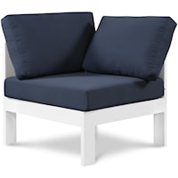 Nizuc Navy Water Resistant Fabric Outdoor Patio Aluminum Corner Chair