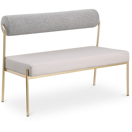 Carly Taupe Faux Leather Bench