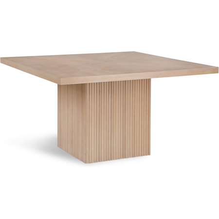 Contemporary Square Pedestal Dining Table - Oak
