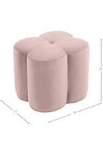 Meridian Furniture Clover Contemporary Pink Velvet Accent Ottoman with Nailheads