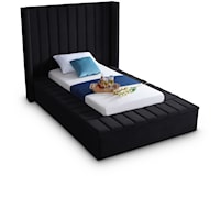 Kiki Black Velvet Twin Bed (3 Boxes)