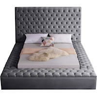Contemporary Bliss Queen Bed Grey Velvet