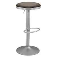 Contemporary Velvet Adjustable Stool with Silver Base