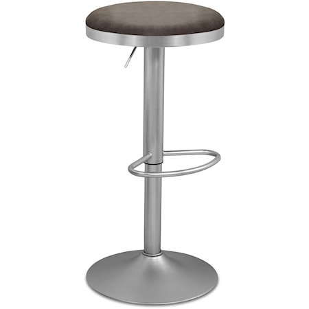 Contemporary Velvet Adjustable Stool with Silver Base