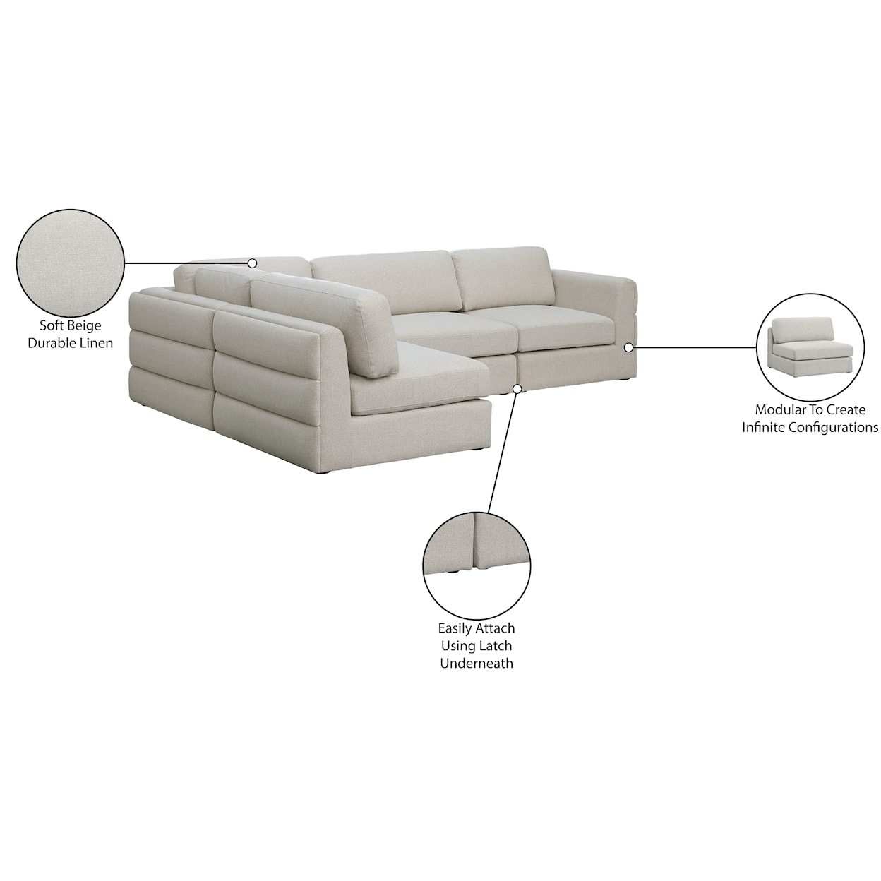 Meridian Furniture Beckham Modular Sectional