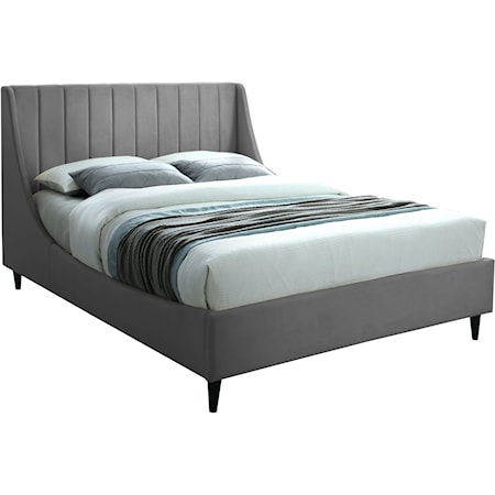 Eva Grey Velvet Full Bed