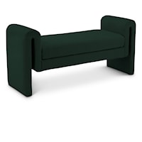 Contemporary Fabric Upholstered Bench with Curved Arms