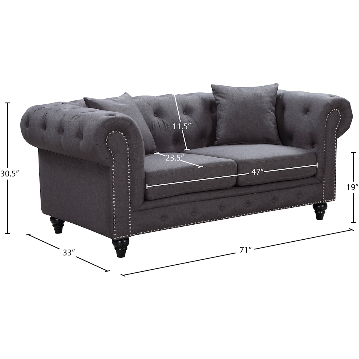 Meridian Furniture Chesterfield Loveseat