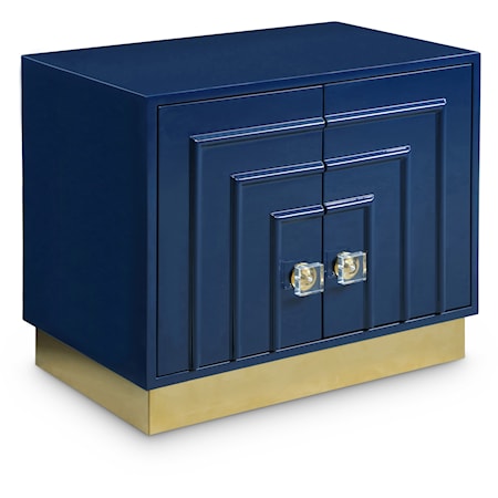 Navy Lacquer Side Table with Gold Base