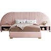 Meridian Furniture Cleo Upholstered Pink Velvet King Bed