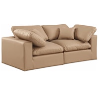 Comfy Tan Faux Leather Modular Sofa