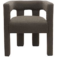 Contemporary Athena Accent/Dining Chair Brown Boucle Fabric