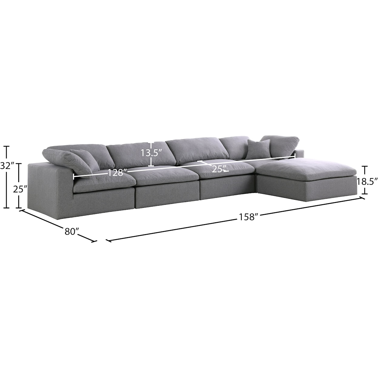 Meridian Furniture Serene Deluxe Comfort Modular Sectional