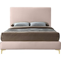 Contemporary Geri Full Bed Pink Velvet