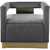 Meridian Furniture Armani Grey Velvet Accent Chair with Gold Base