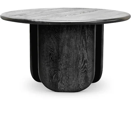 Mid-Century Modern Round Black Oak Dining Table