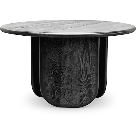Mid-Century Modern Round Black Oak Dining Table