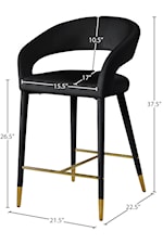 Meridian Furniture Destiny Contemporary Upholstered Black Velvet Counter Stool