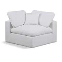 Comfy White Linen Textured Fabric Modular Corner Chair
