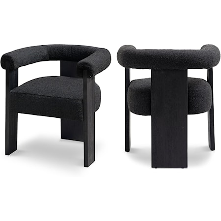 Fabric Barrel Dining Chair with Black Frame